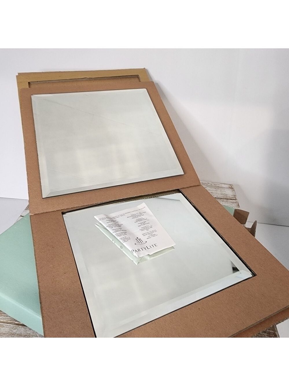 NOS Partylite Mirrored Beveled Coaster set of 2 vanity display candle  decor